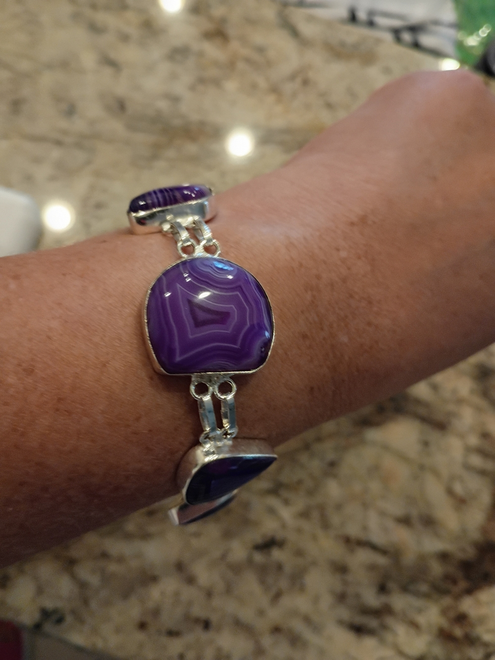 Purple Agate Statement Bracelet Really Beautiful Patterns In Stones!